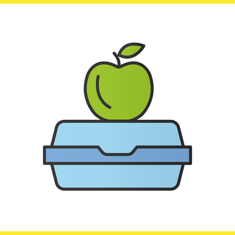 icono de color de lonchera. manzana en lonchera. ilustración vectorial aislada vector