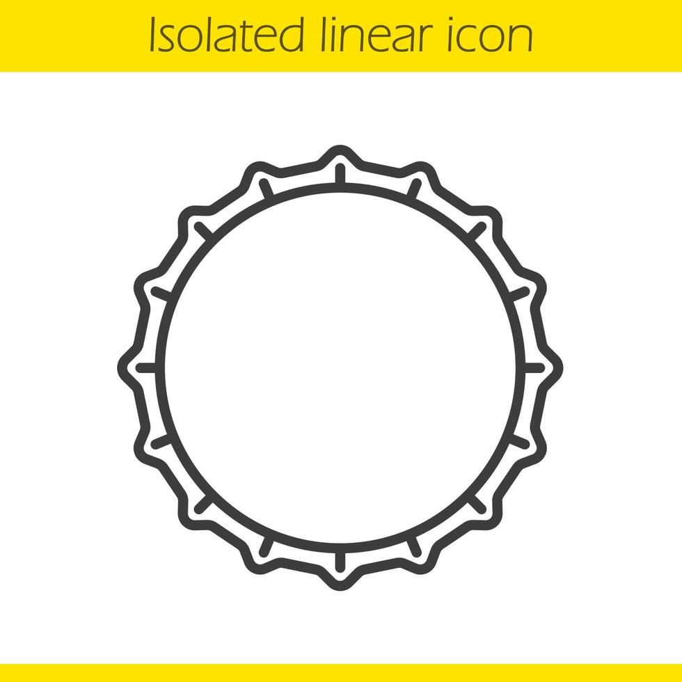 Beer bottle cap linear icon. Thin line illustration. Contour symbol. Vector isolated outline drawing