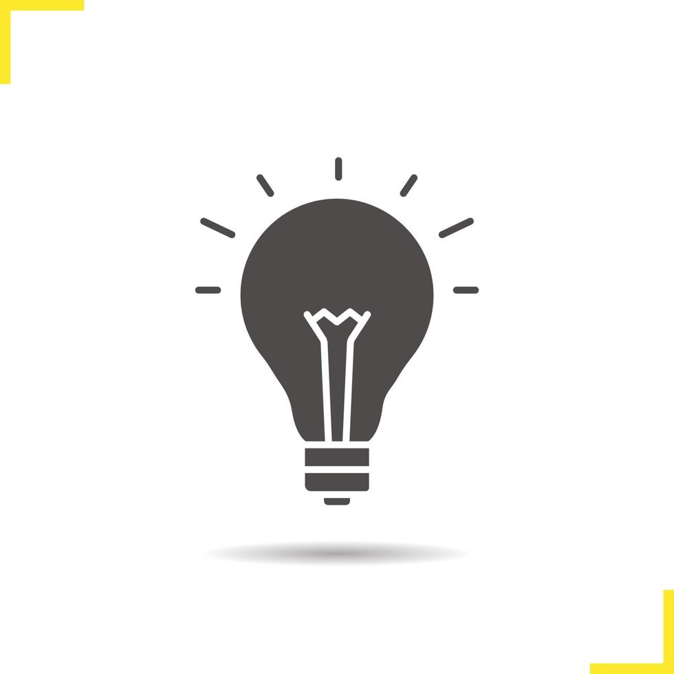 Light bulb icon. Drop shadow silhouette symbol. Good idea. Negative space. Vector isolated illustration