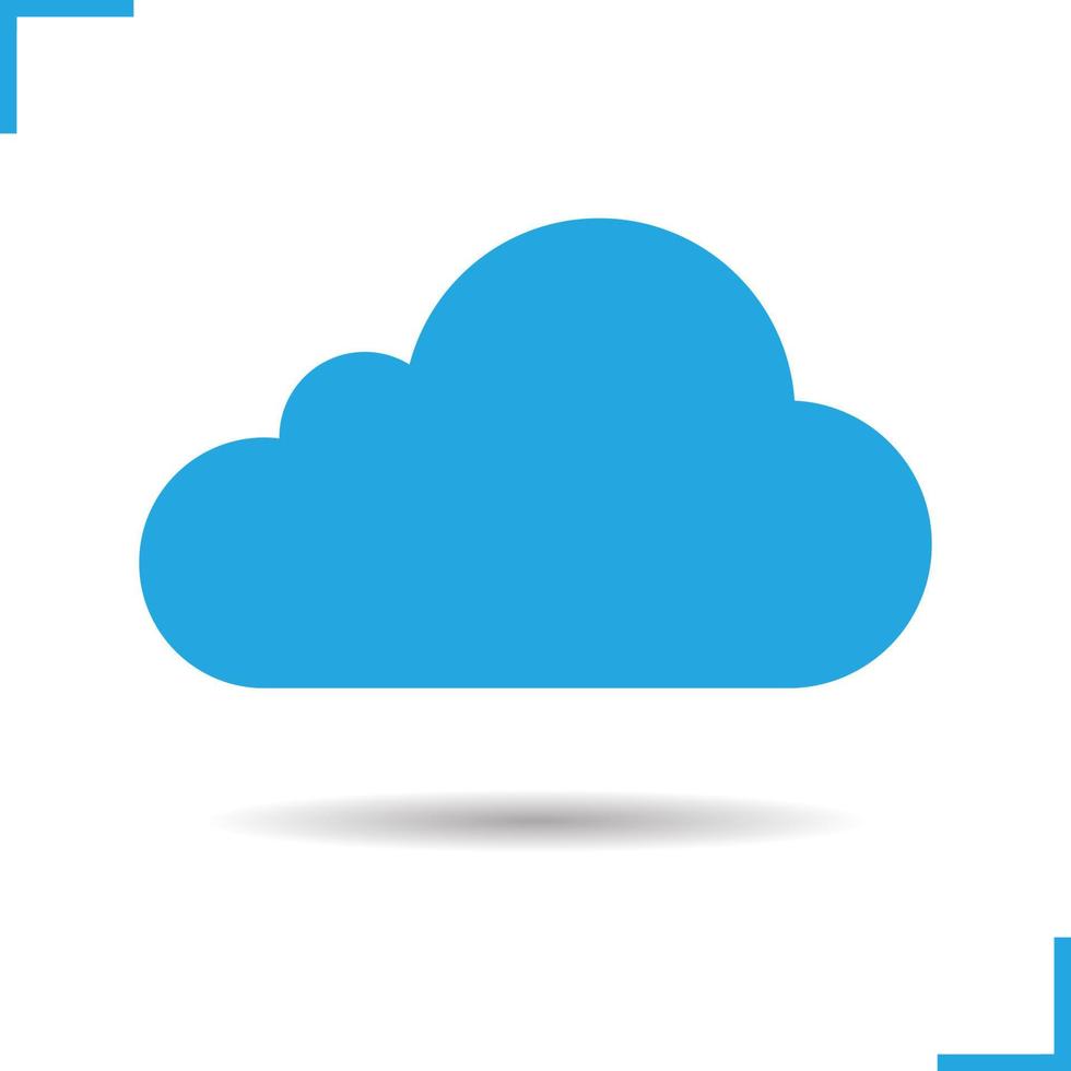 Cloud computing icon. Drop shadow silhouette symbol. Blue cloud in the sky. Vector isolated illustration