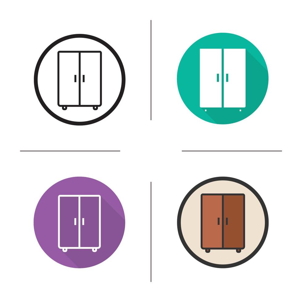 Wardrobe icon. Flat design, linear and color styles. Cabinet. Isolated vector illustrations