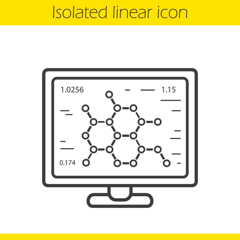 Laboratory computer linear icon. Thin line illustration. Scientific project contour symbol. Vector isolated outline drawing