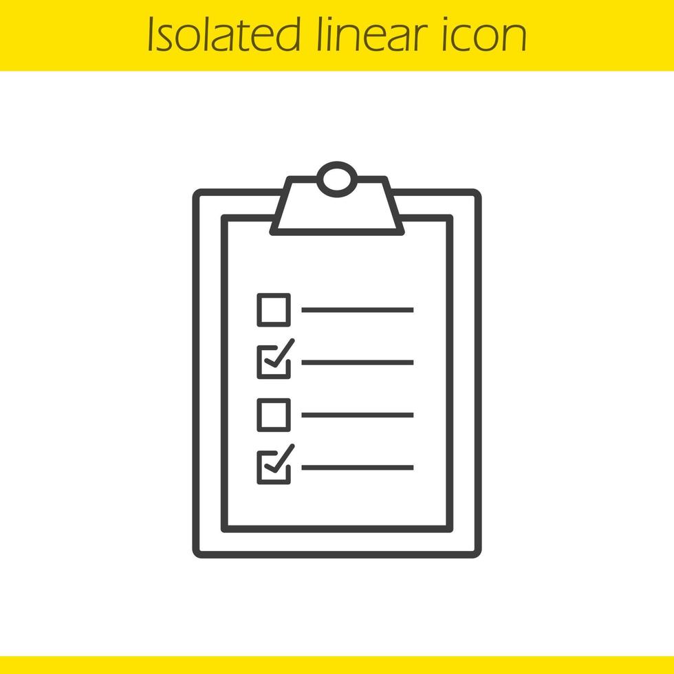 icono lineal de lista de verificación del portapapeles. Ilustración de línea fina. para hacer la lista de símbolos de contorno. dibujo de contorno aislado vectorial vector