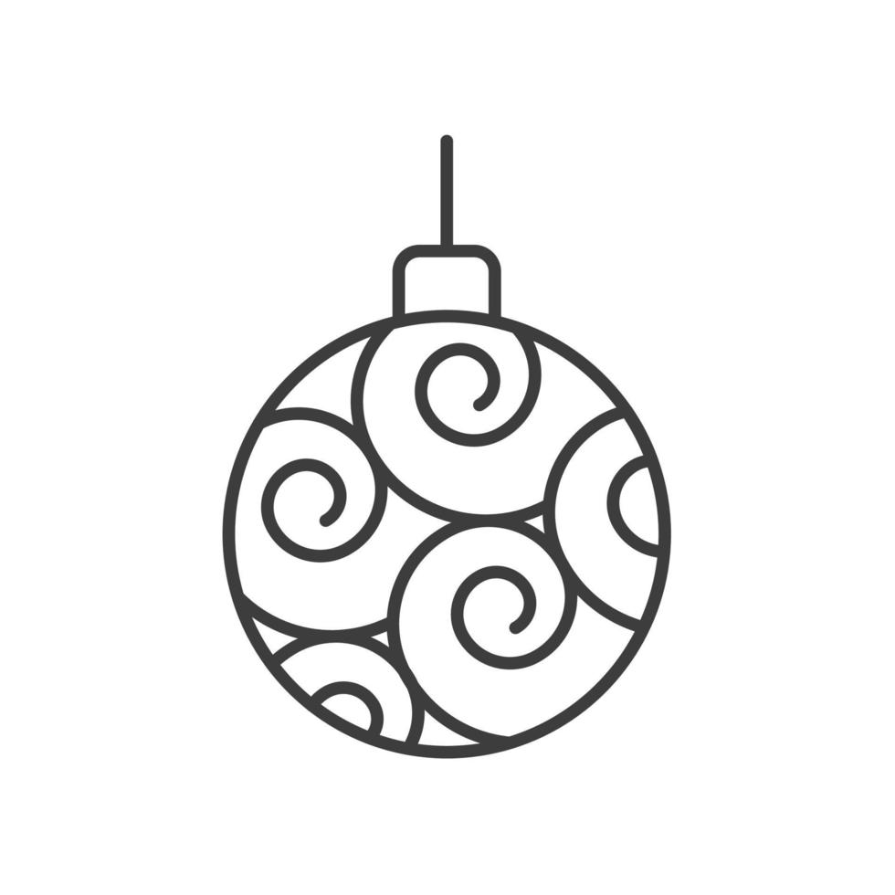 Christmas tree ball linear icon. Thin line illustration. Xmas tree bauble contour symbol. Vector isolated outline drawing