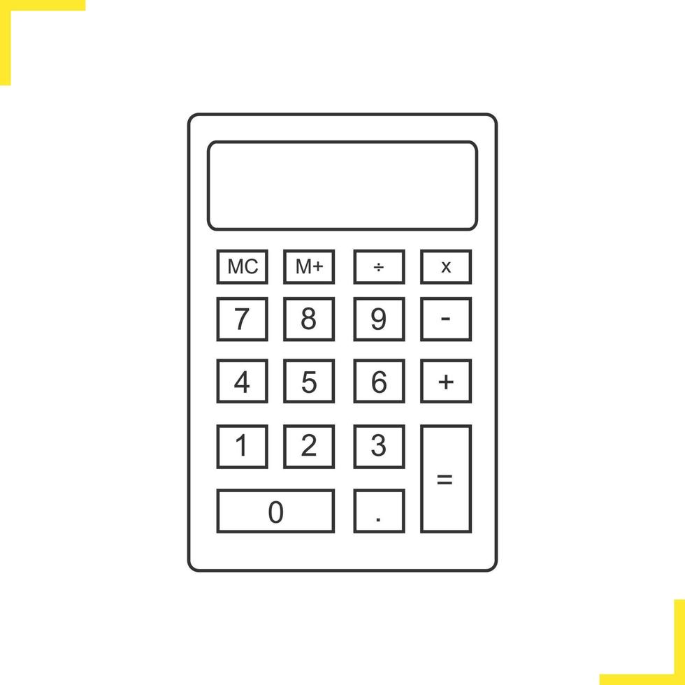 Calculator linear icon. Thin line illustration. Contour symbol. Vector isolated outline drawing