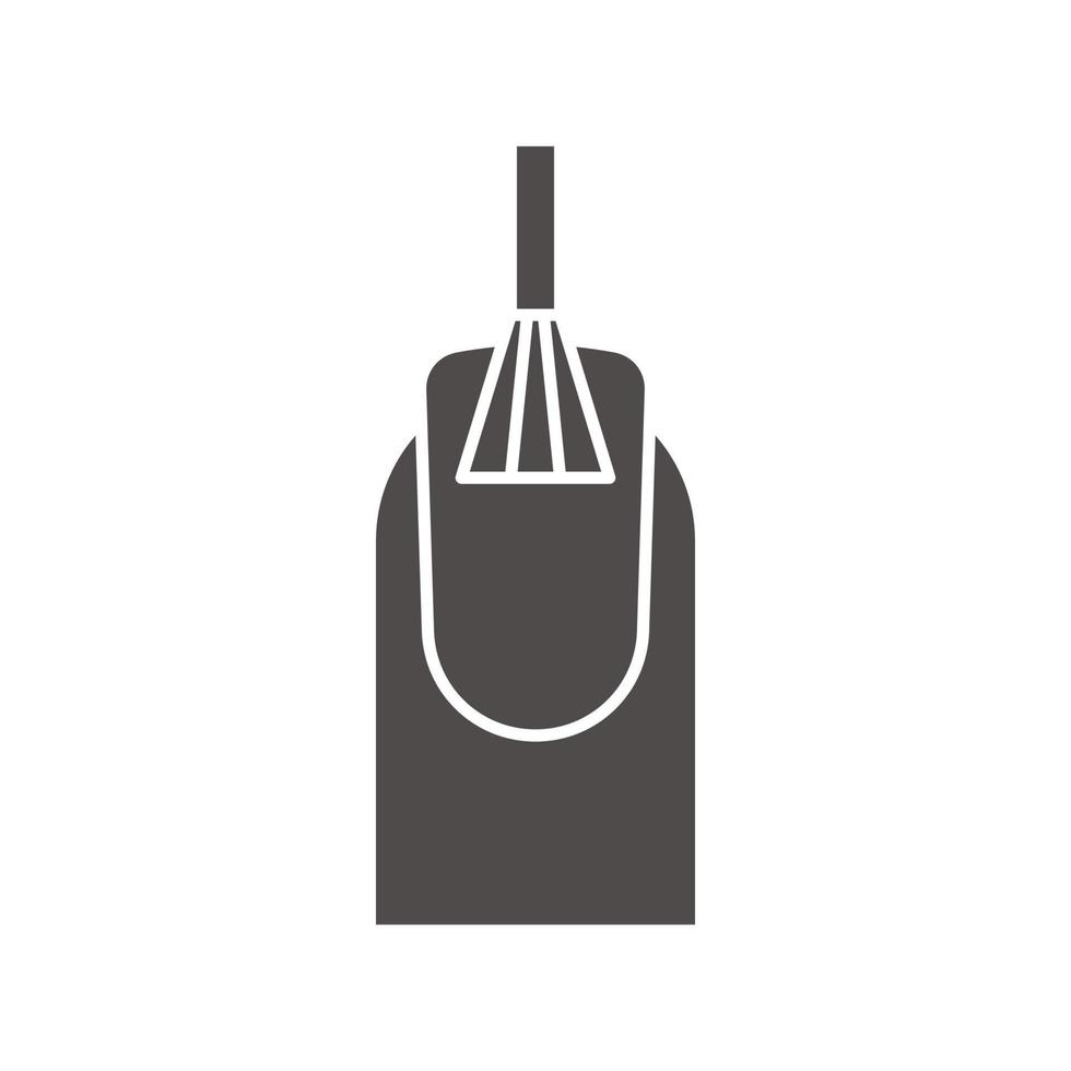 Nail polishing icon. Finger with manicure silhouette symbol. Nail varnish brush. Negative space. Vector isolated illustration