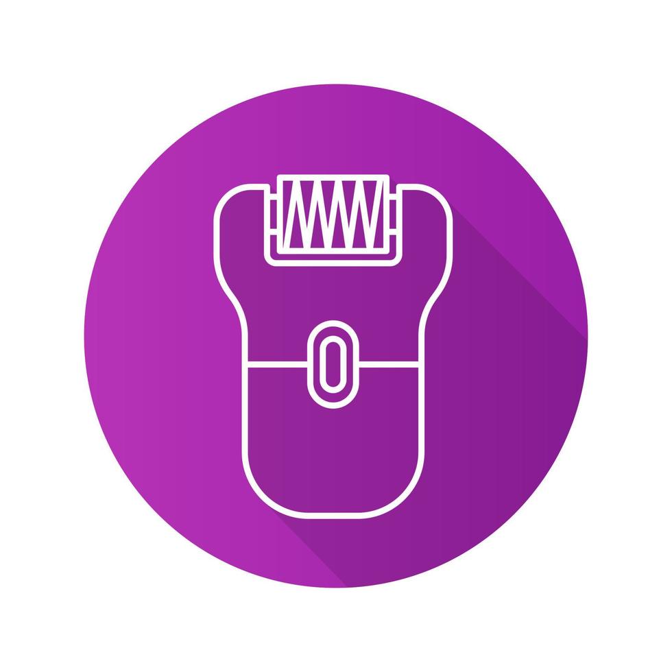 Epilator flat linear long shadow icon. Electric shaver. Vector line symbol