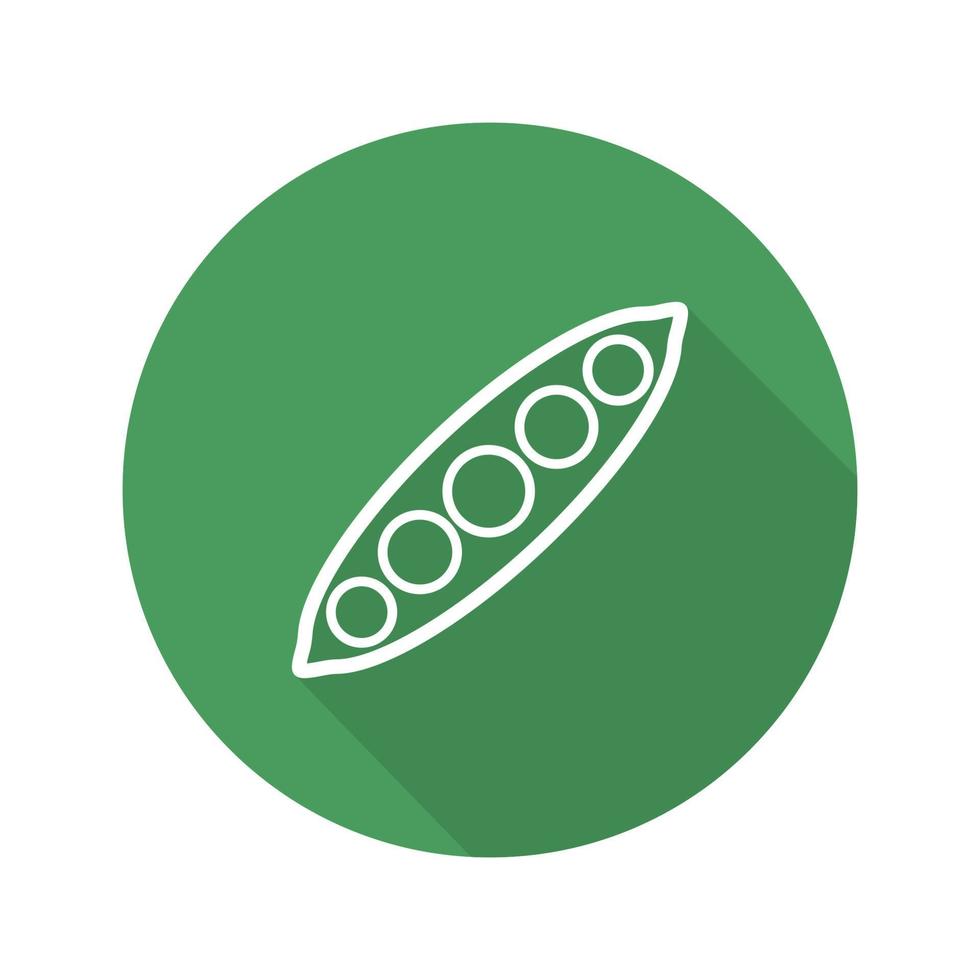 Open peapod flat linear long shadow icon. Vector line symbol