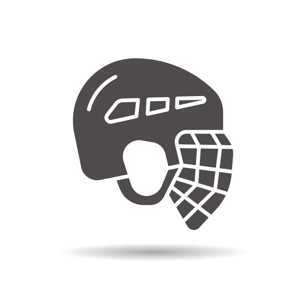 Hockey helmet icon. Drop shadow silhouette symbol. Negative space. Vector isolated illustration