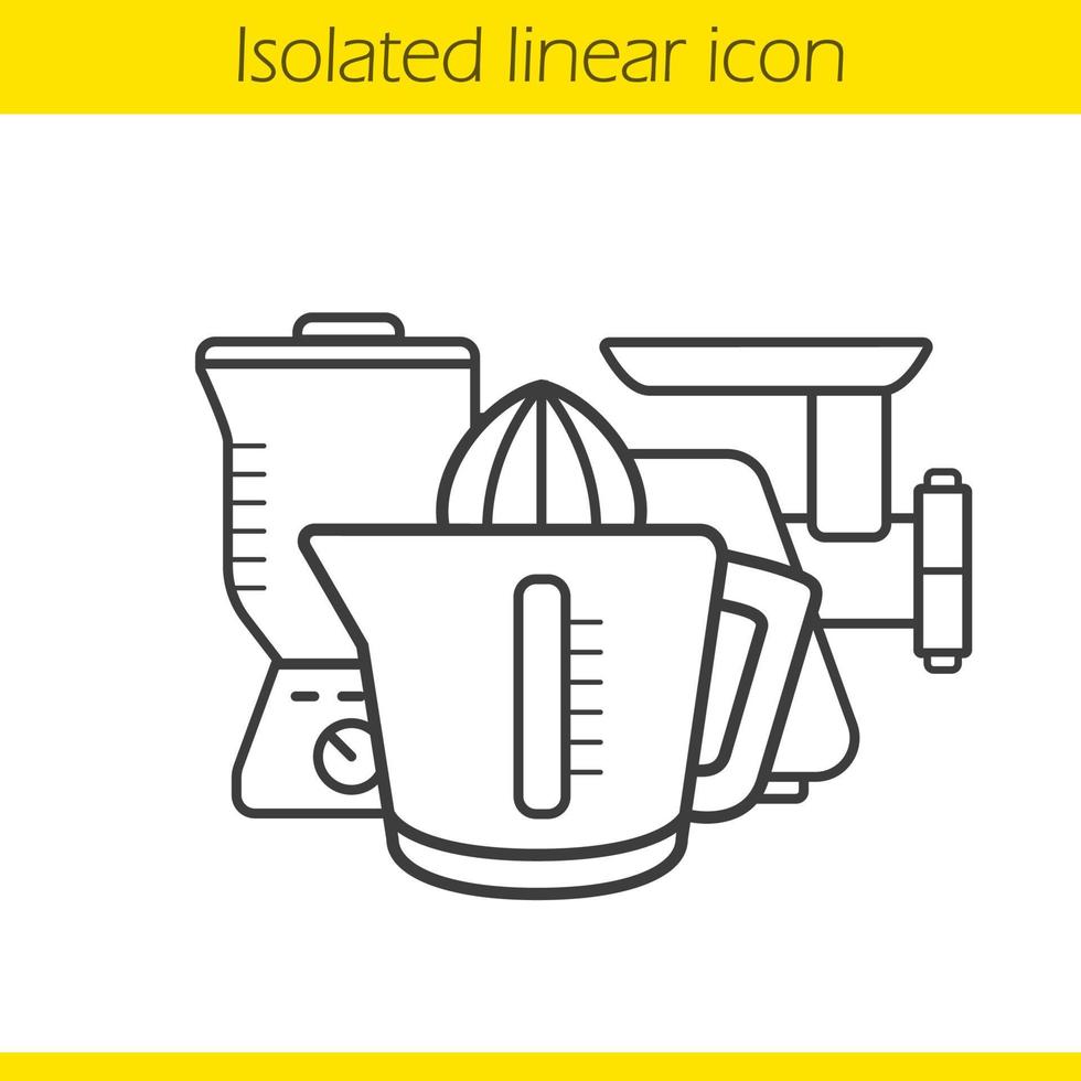 Kitchen electronics linear icon. Thin line illustration. Blender, juicer, meat grinder contour symbol. Vector isolated outline drawing