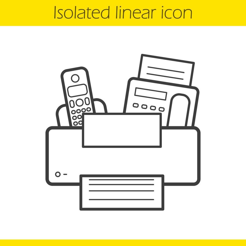 Office electronics linear icon. Thin line illustration. Fax, telephone, printer contour symbol. Vector isolated outline drawing