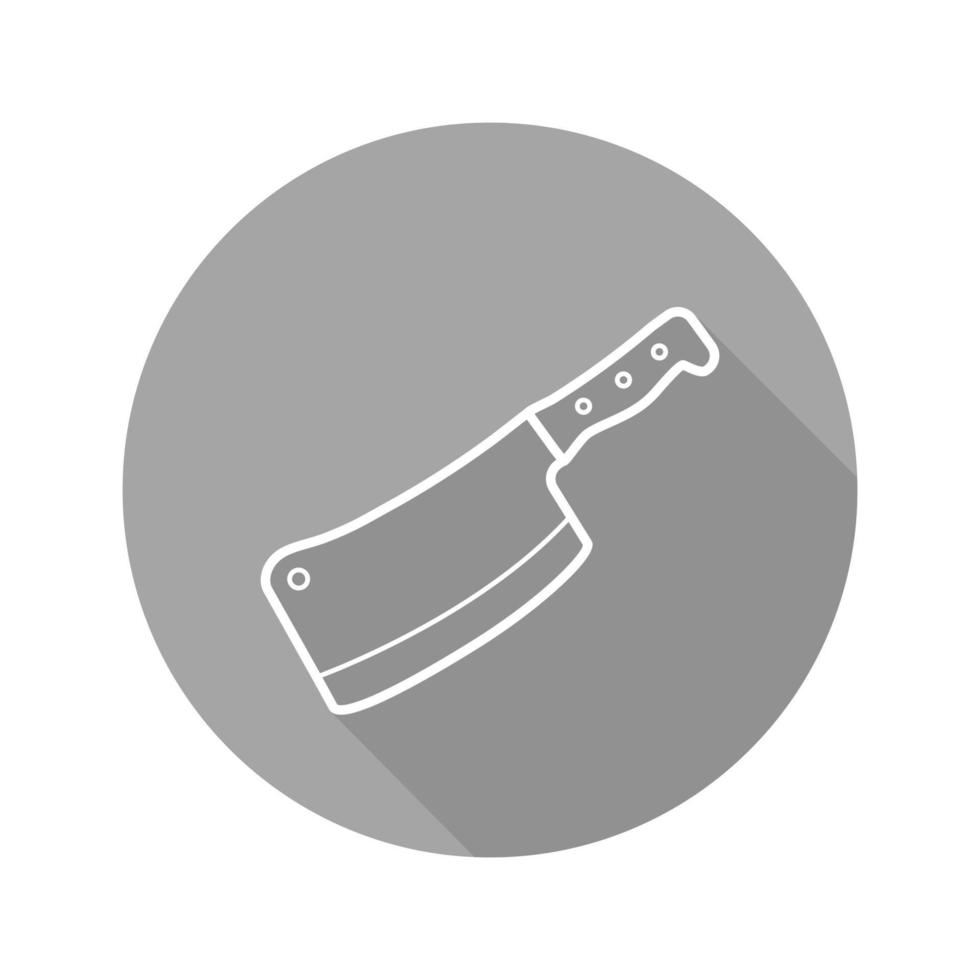 icono de sombra plana lineal larga de cuchillo de carnicero. cuchillo de carnicero. símbolo de línea vectorial vector