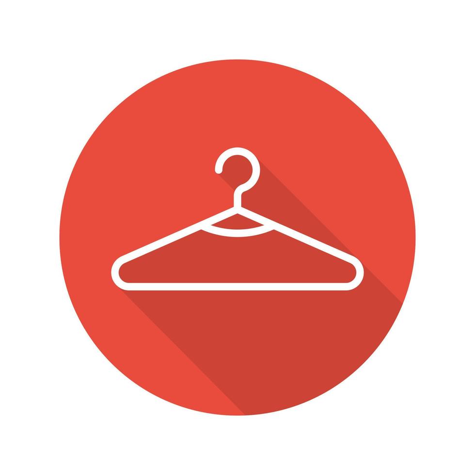 Clothes hanger flat linear long shadow icon. Clothing store sale. Vector line symbol