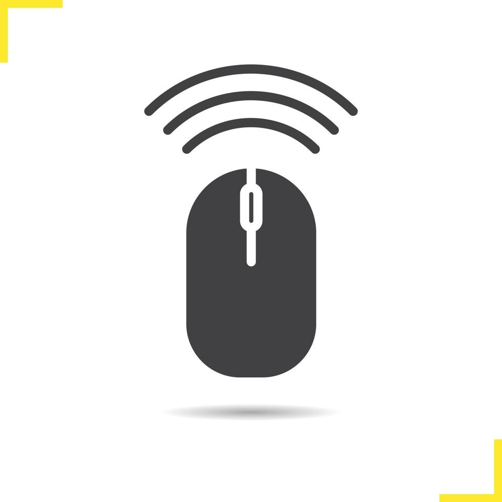 Wireless computer mouse icon. Drop shadow silhouette symbol. Negative space. Vector isolated illustration