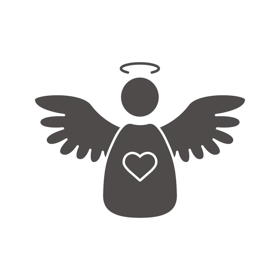 Christmas angel icon. Silhouette symbol. Negative space. Vector isolated illustration