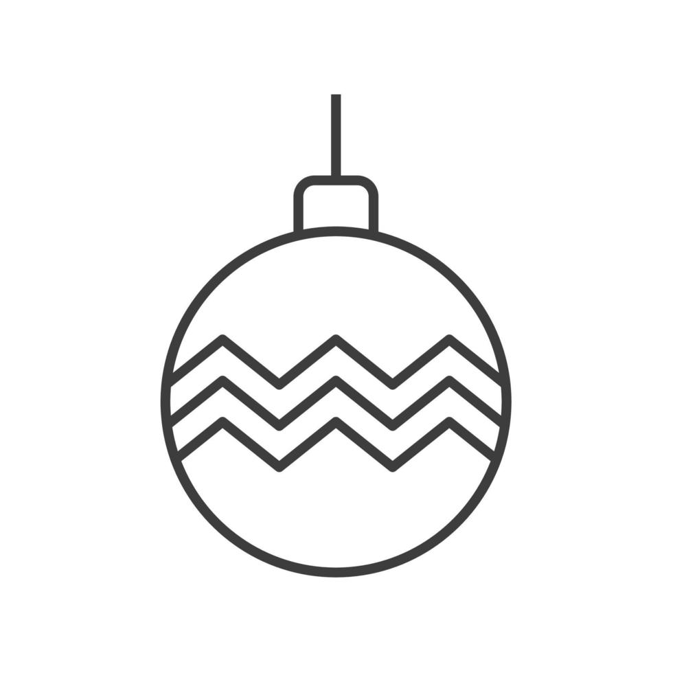 Christmas tree ball linear icon. Thin line illustration. Xmas tree bauble contour symbol. Vector isolated outline drawing