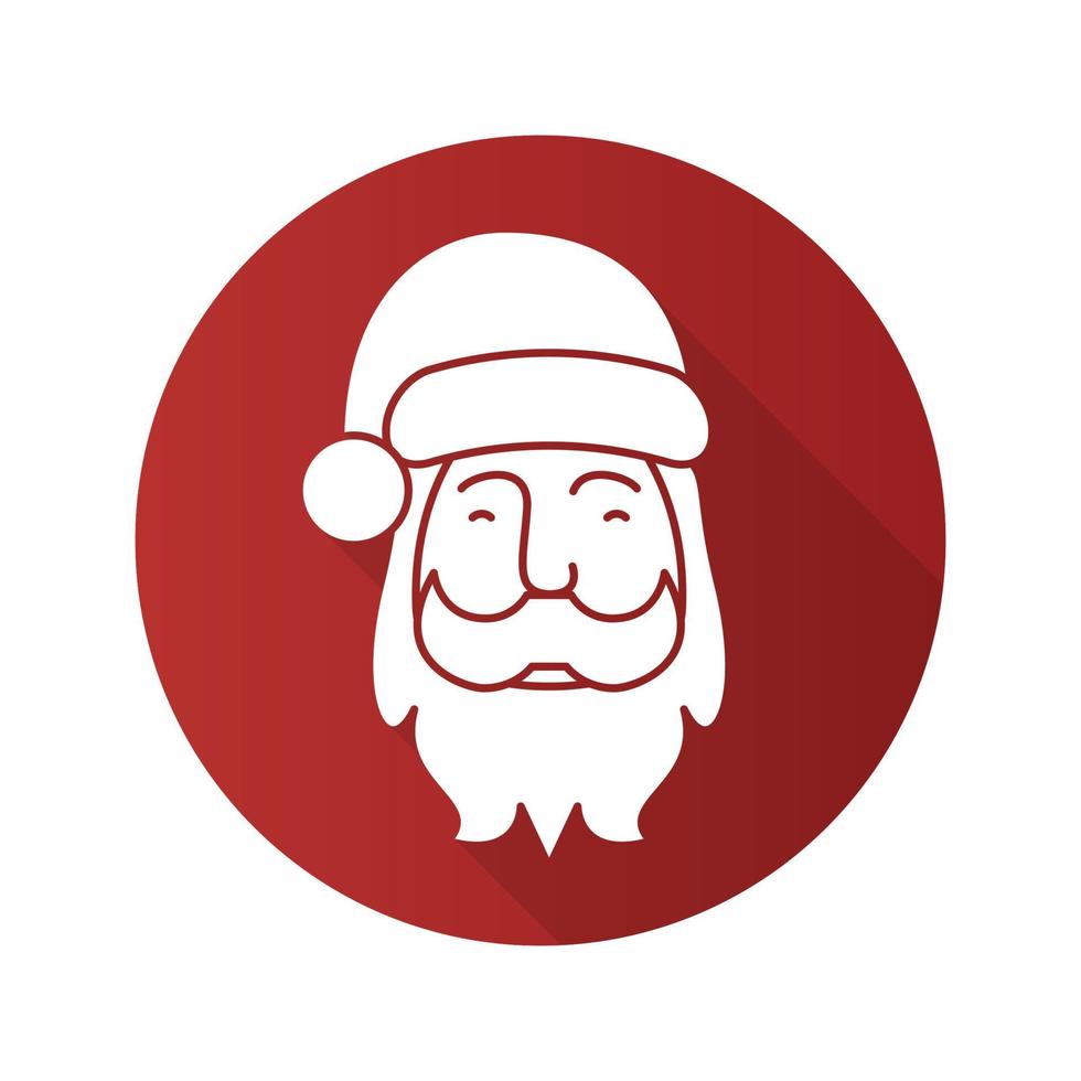 Santa Claus flat design long shadow icon. Vector silhouette symbol