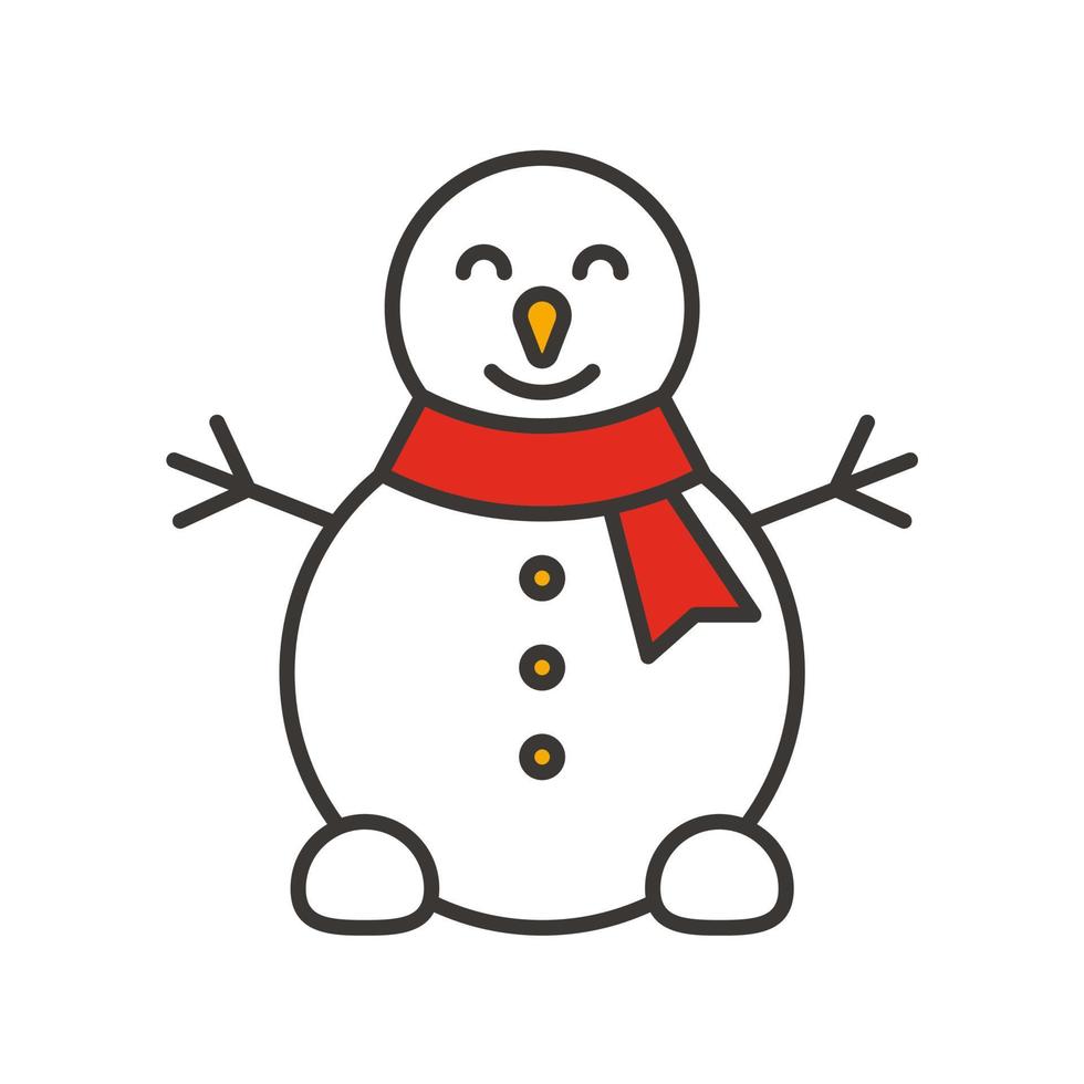 Snowman color icon. Isolated vector illustration