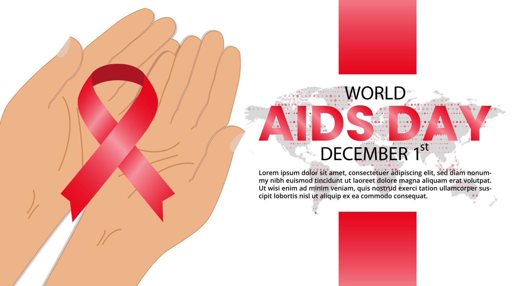 World aids day background with hands present a red ribbon vector