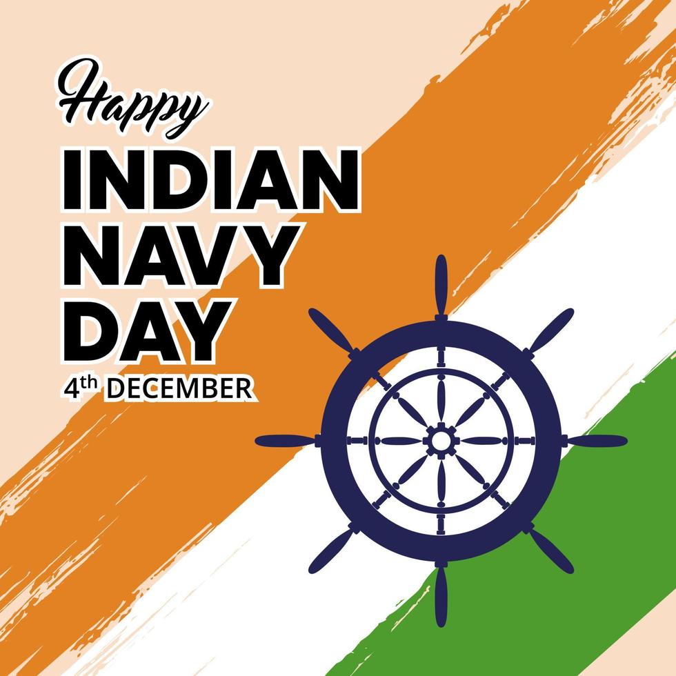 Abstract happy Indian navy day background with flag and ship wheel vector