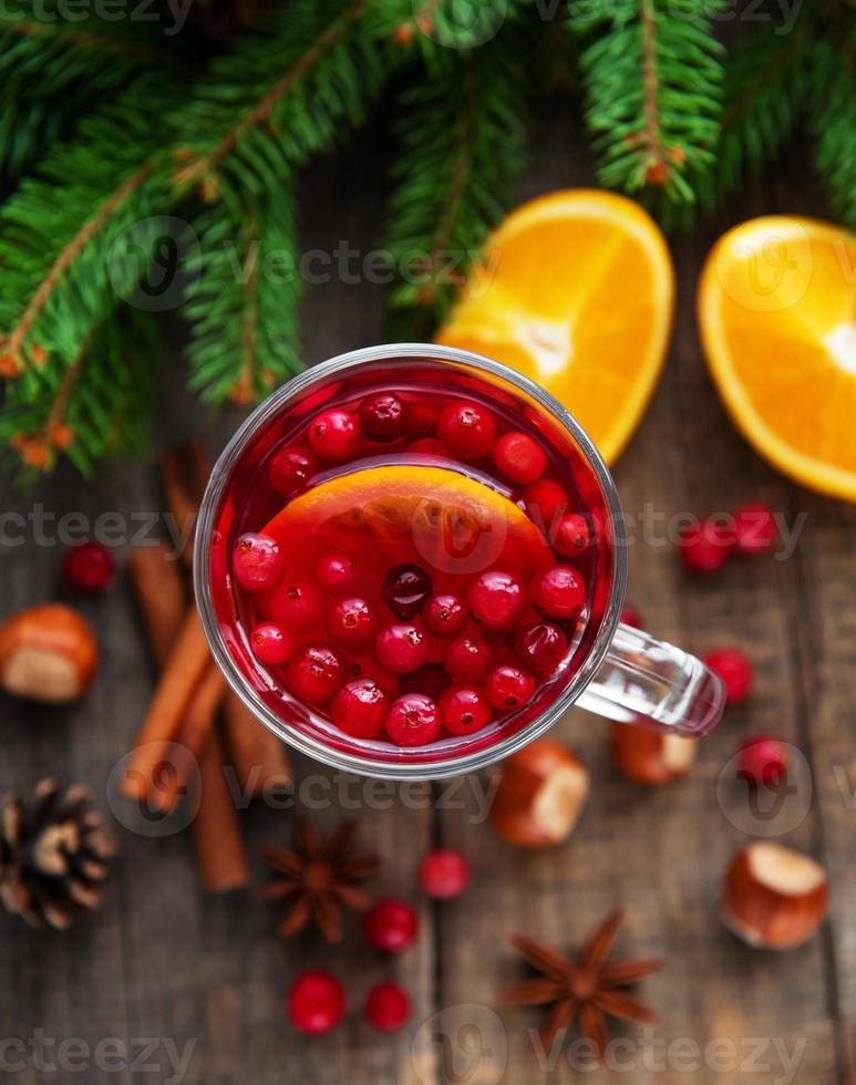 Glass of hot mulled wine photo