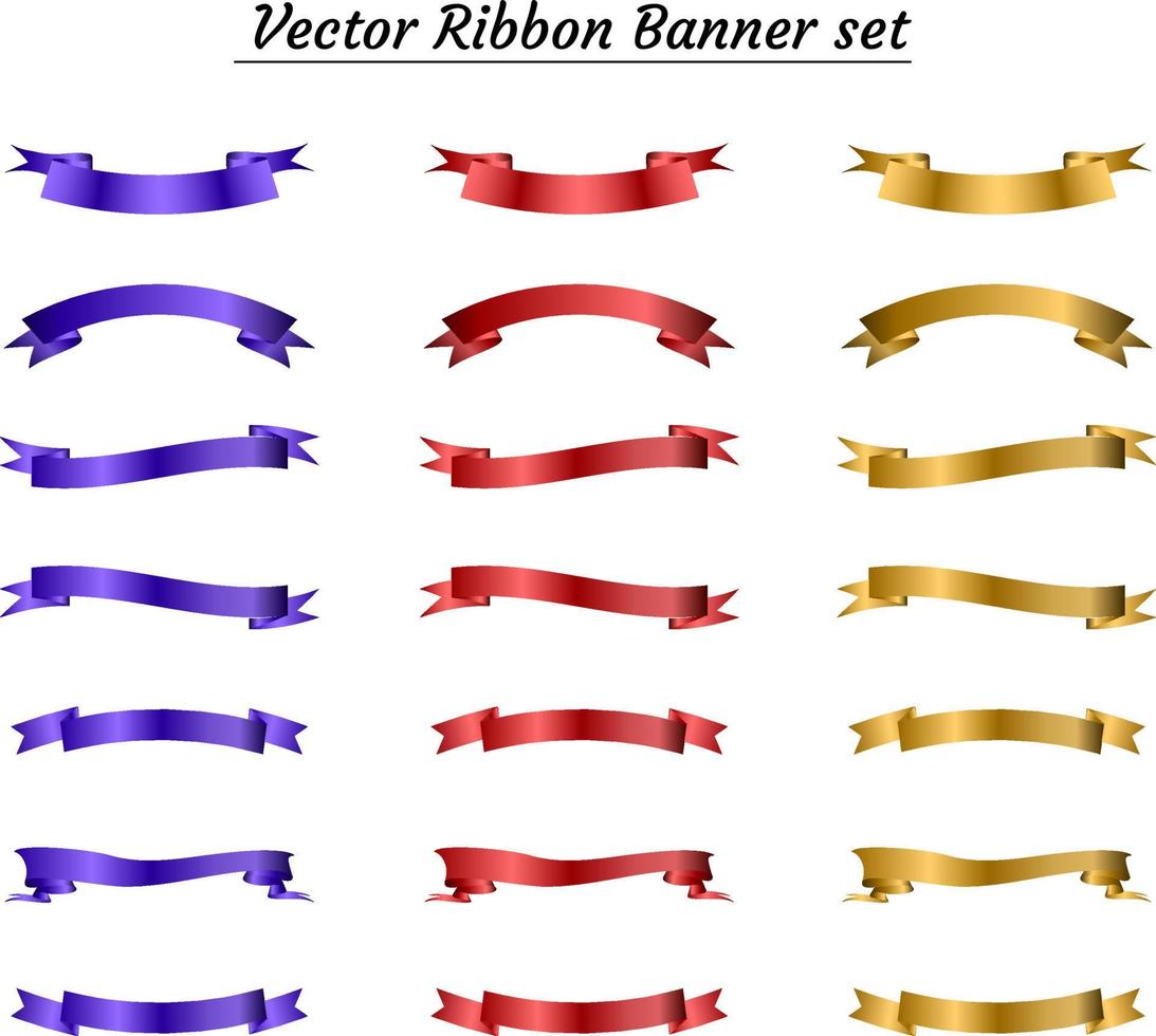 Creative ribbon banner vector in 3 color. Creative ribbon banner illustration in blue gold and red color. Gradient banner illustrations.