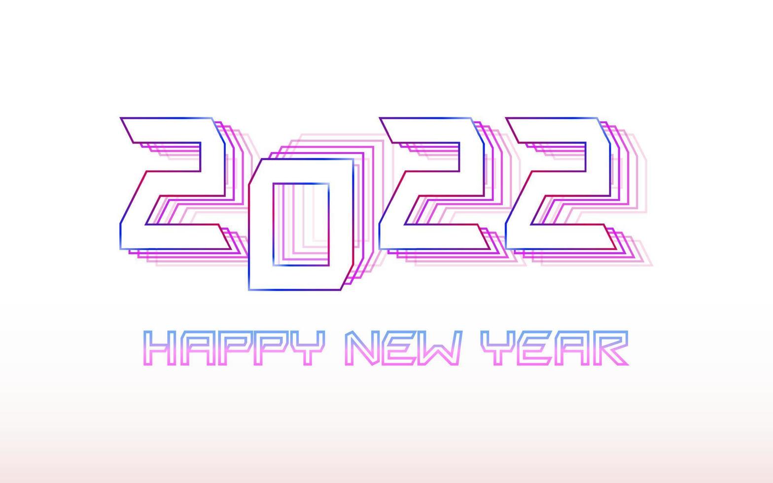 Happy New Year 2022, Happy New Year Typography in Blue And Pink color scheme. vector