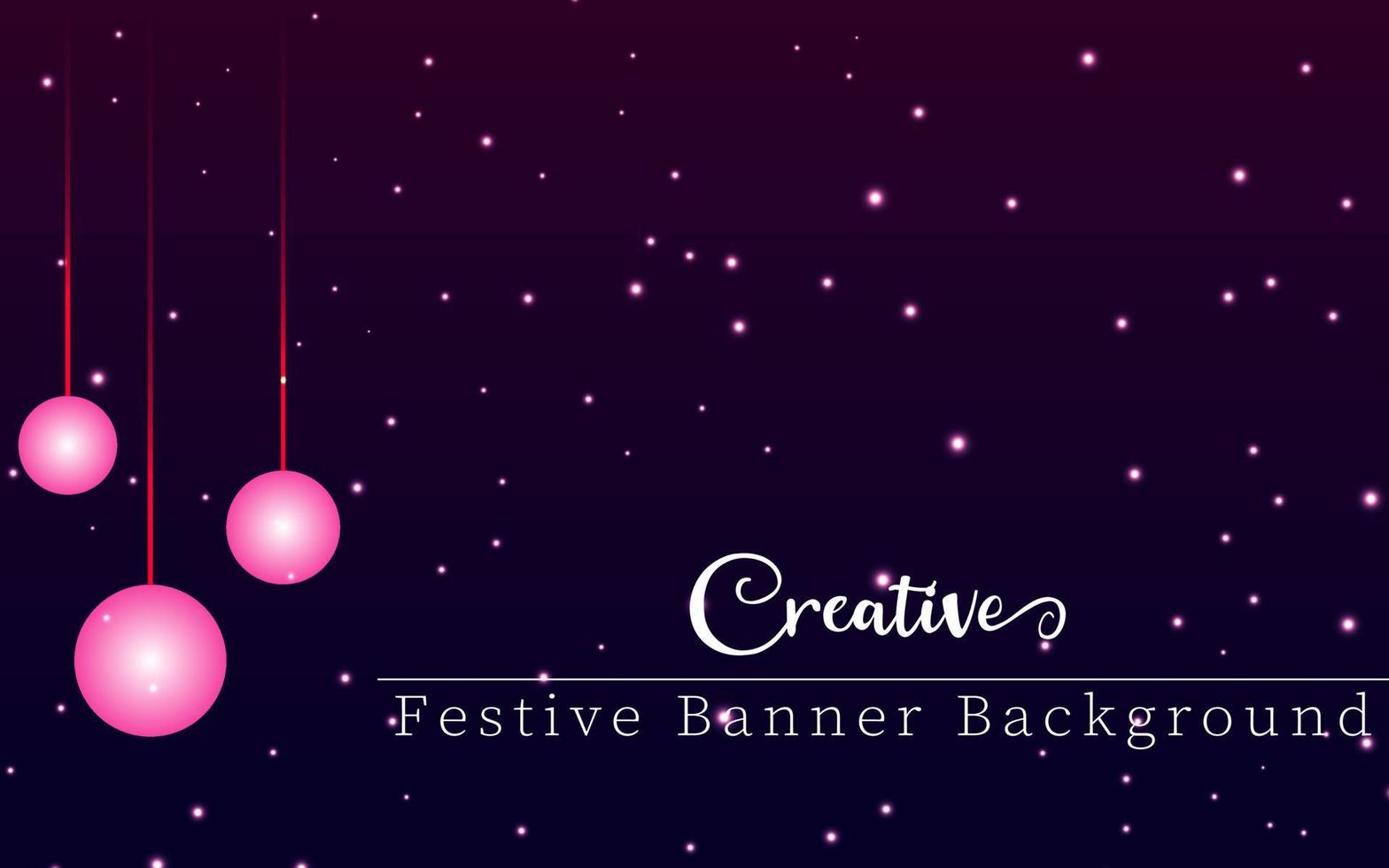 creative festive background with glowing pink balls and sparkling stars, creative festival design to utilize your festive design, Creative banner for festive season promotion and advertisemen vector