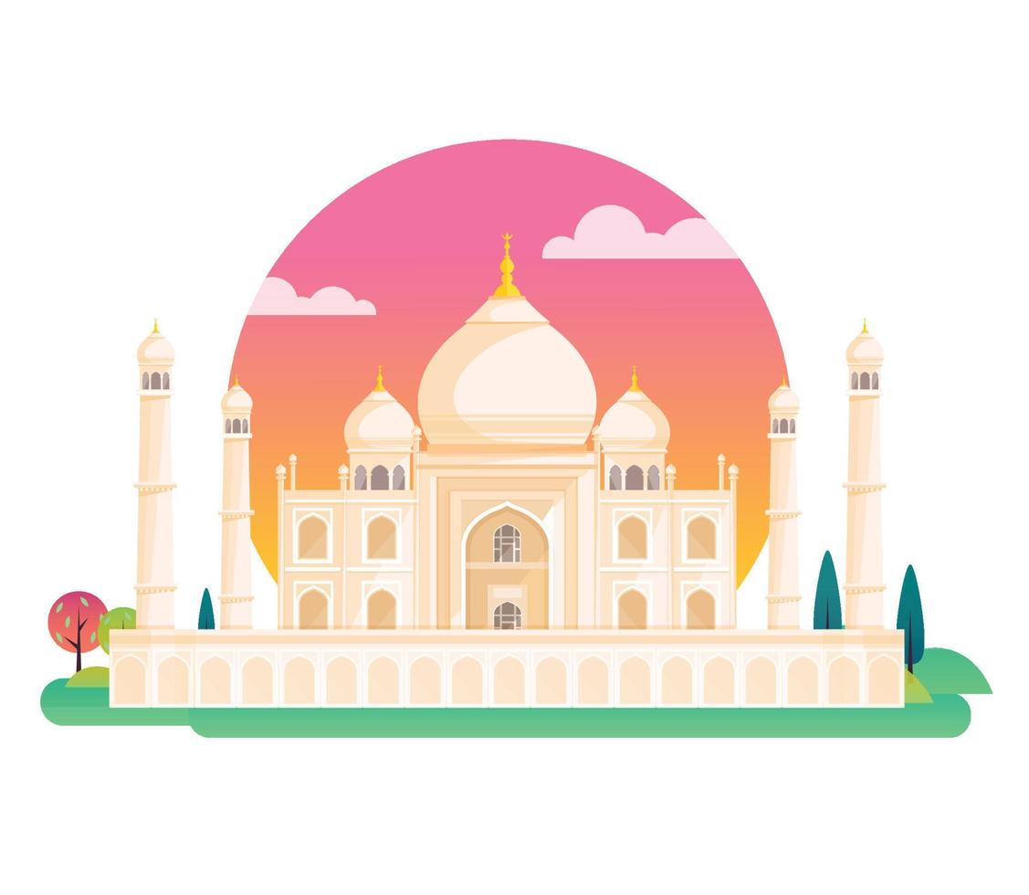 Taj Mahal, un antiguo palacio en la India, ilustración vectorial vector