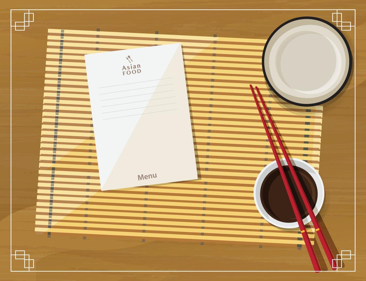 papel de menú de restaurante, comida asiática, ilustración vectorial vector