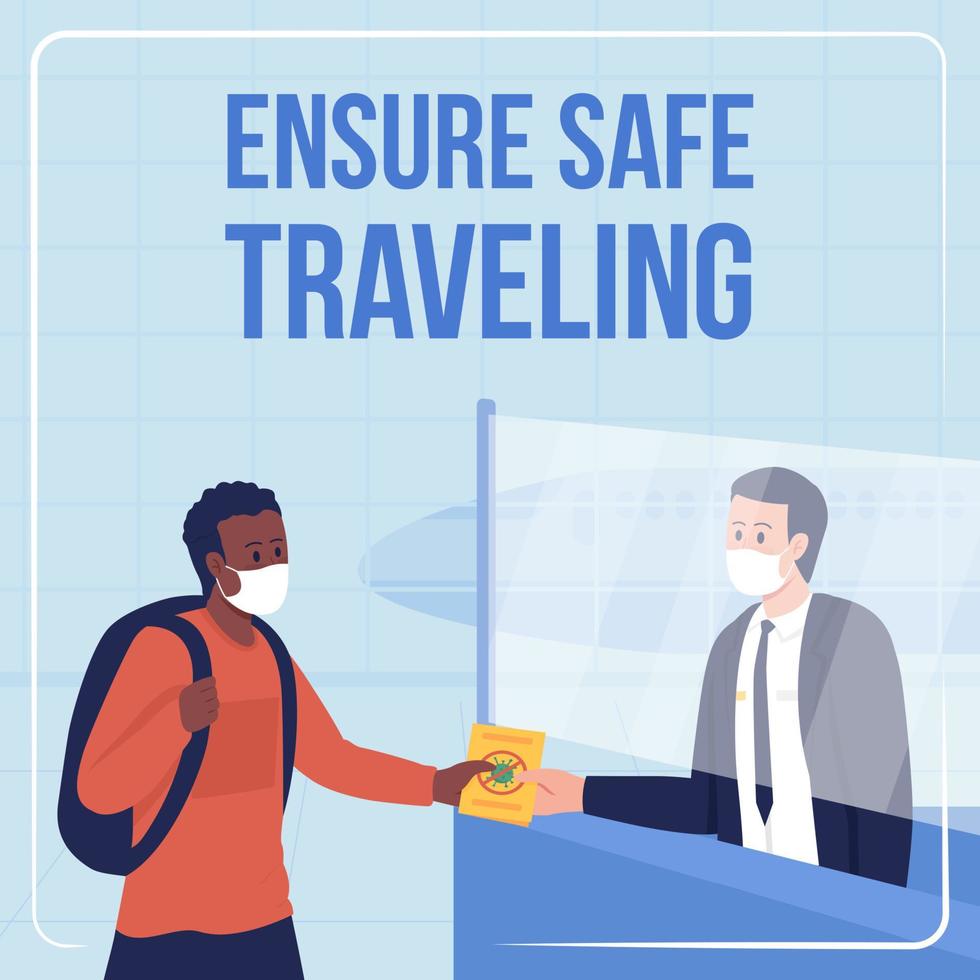 After covid passenger safety social media post mockup vector