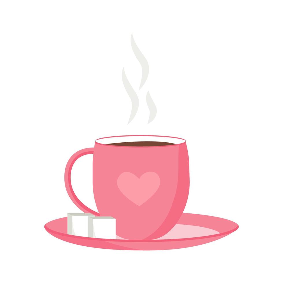 Pretty cup of steaming tea semi flat color vector object