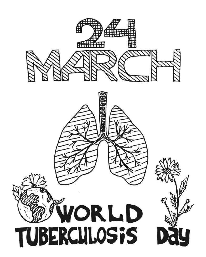 black sketch on white tuberculosis control vector