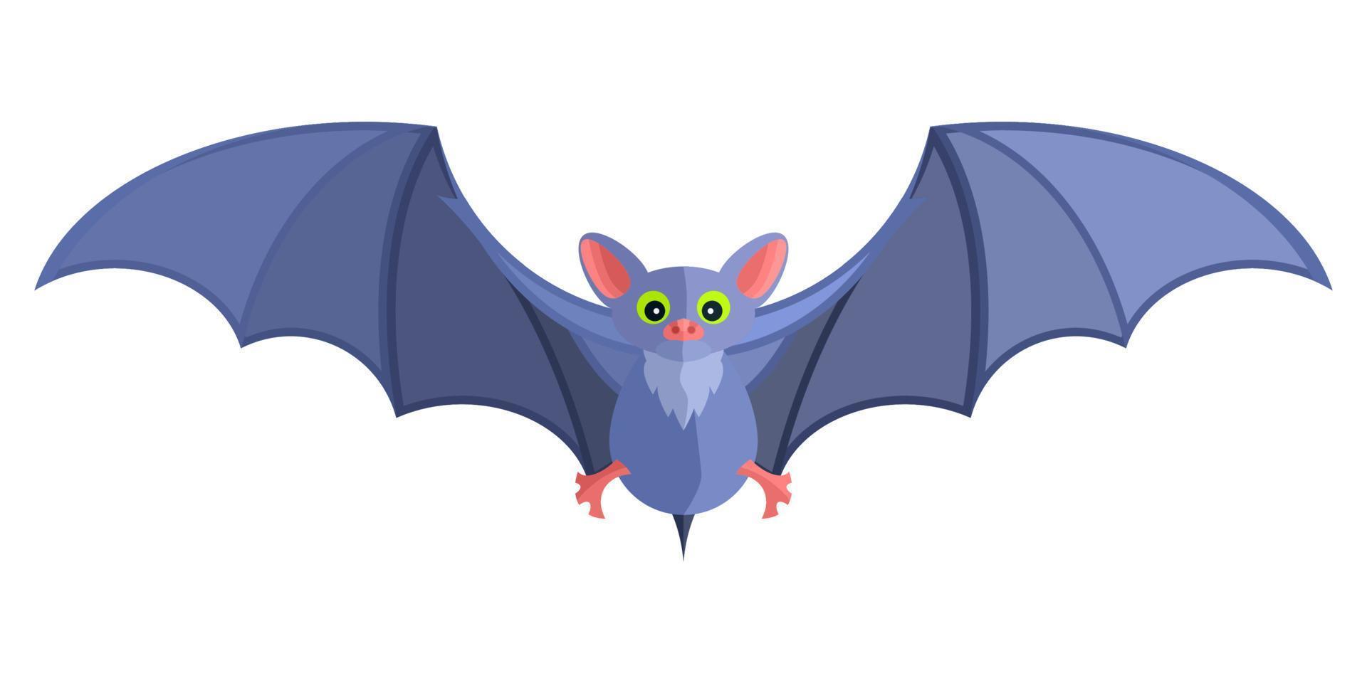 blue cartoon bat bright flat mystical fairy. Stock image vector