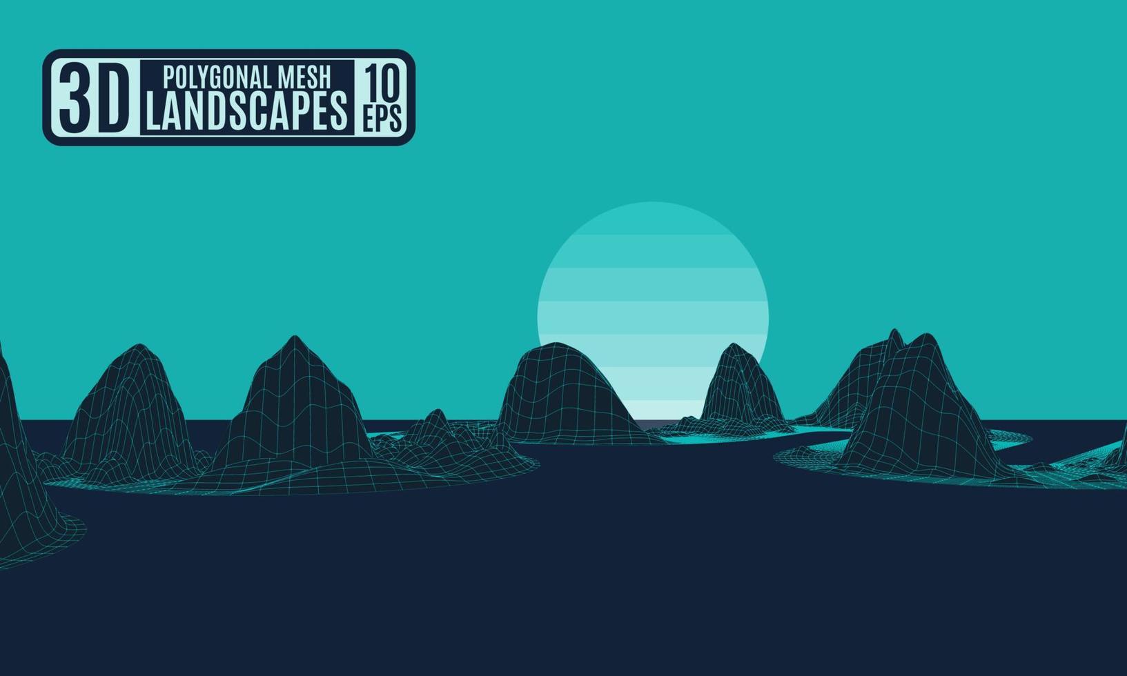 contrast landscape polygonal green neon mountains vector