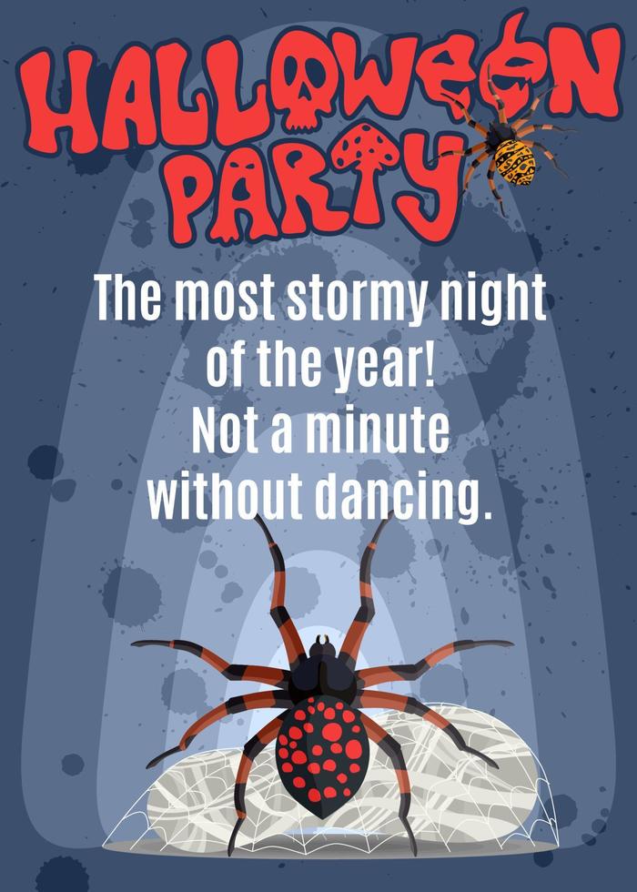 poster for a party with a poisonous spider vector