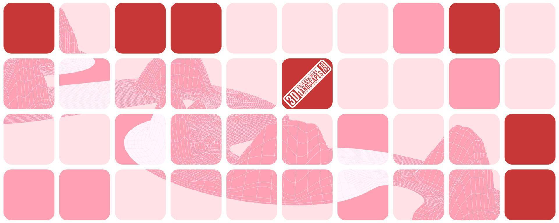 abstracción mosaico cubos poligonal paisaje rosa vector
