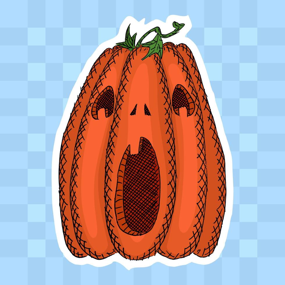 bosquejo de calabaza de halloween con la boca abierta vector