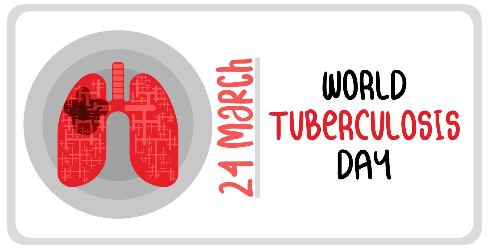 drawing lungs tuberculosis day rectangular poster on white vector