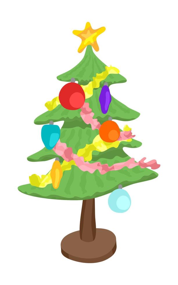 festivo elegante árbol de navidad para el año nuevo patrón plano nuevo vector