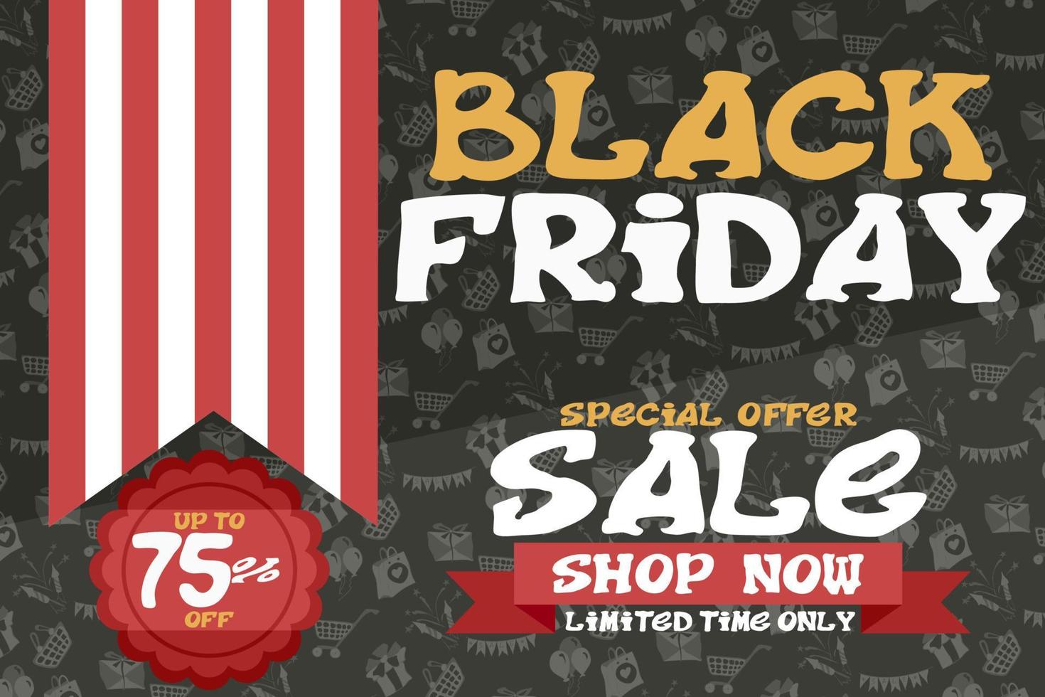 dark poster with striped ribbon on black friday november vector