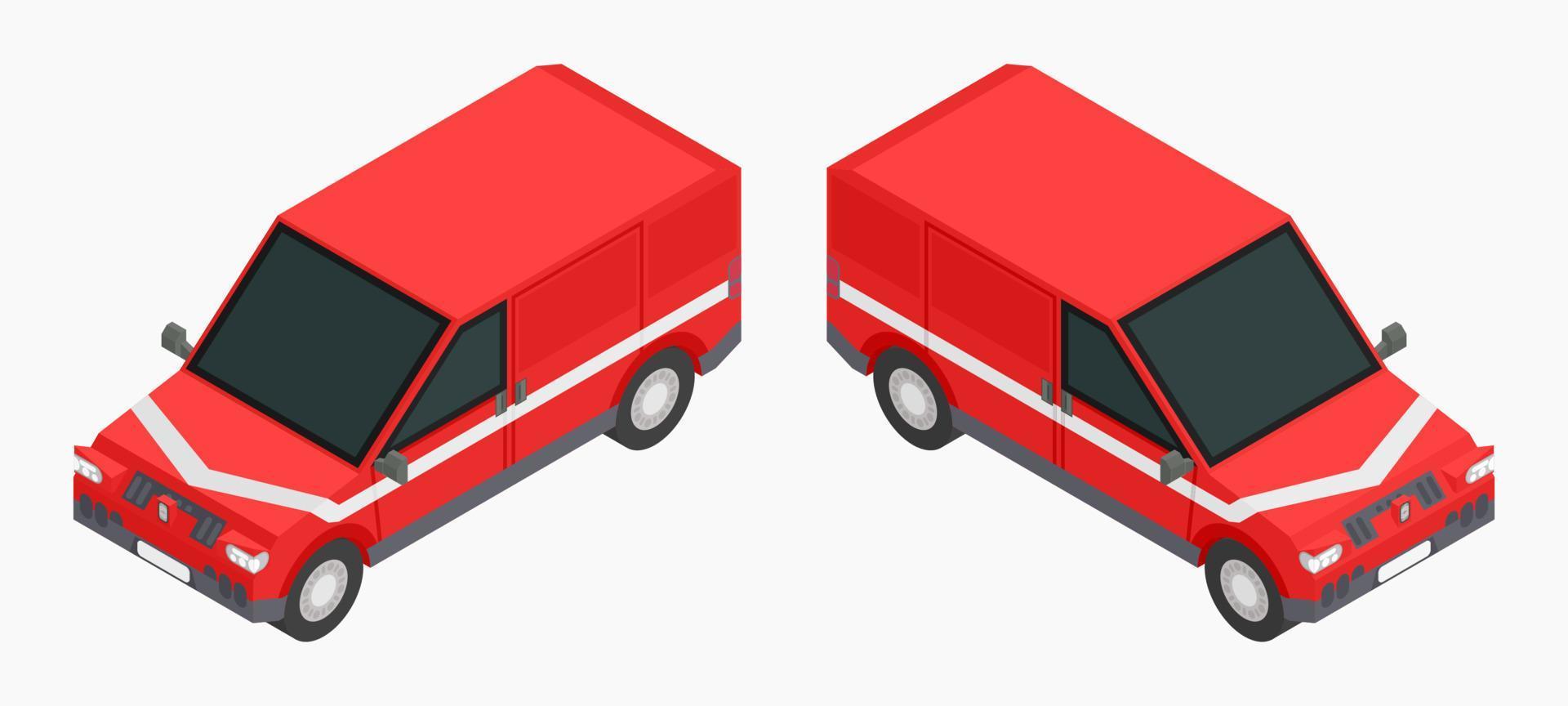 red isometric cars for cargo transportation stock vector image