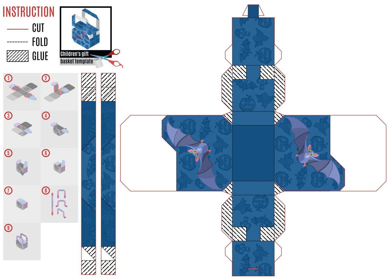 cajas de plantilla para dulces con un ratón púrpura volador vector