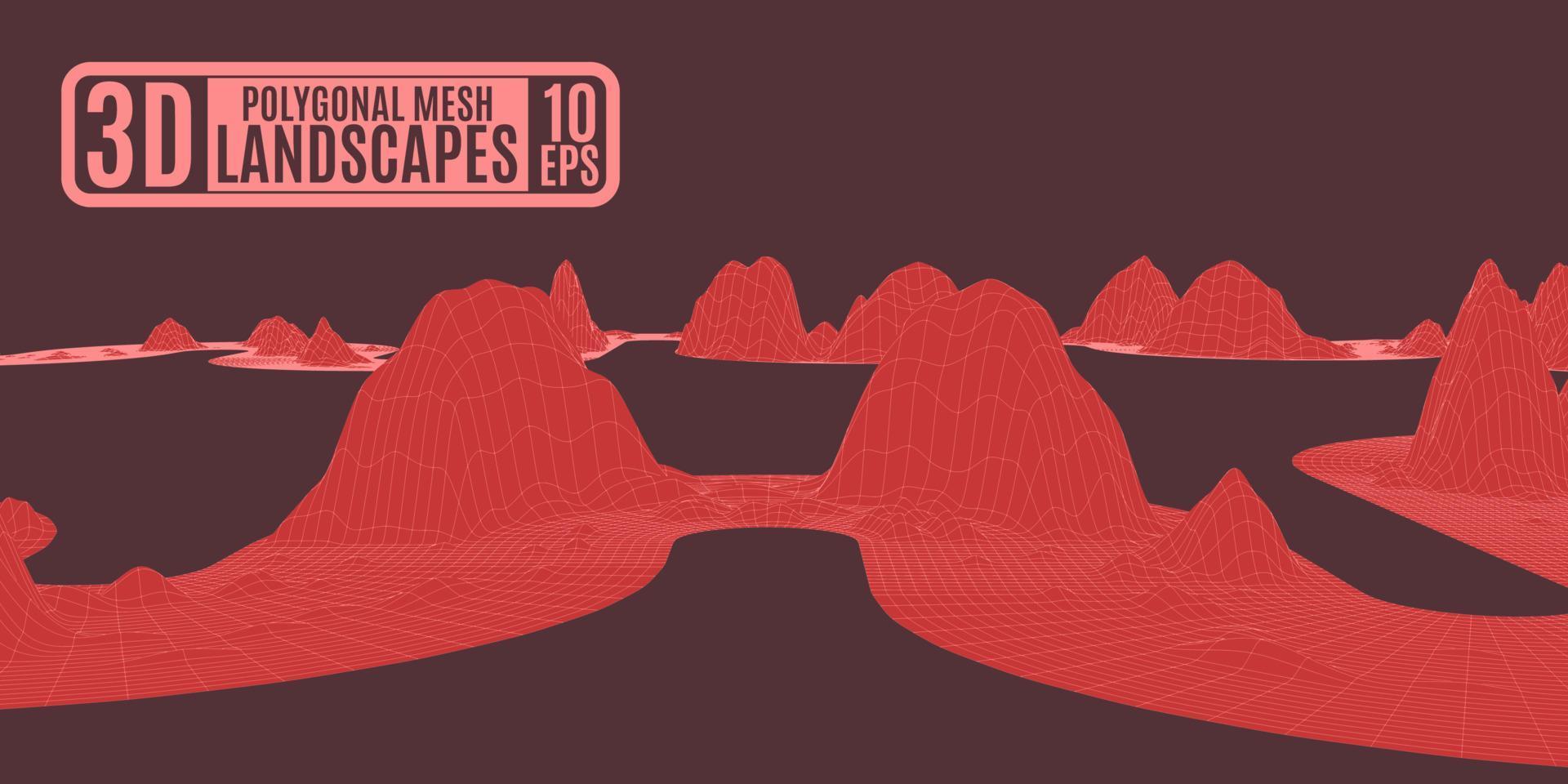 red polygonal mountains on a brown background vector