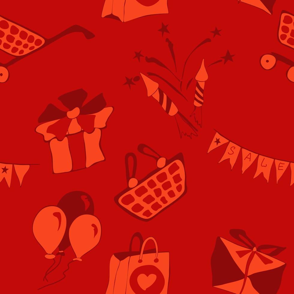 red sale pattern with fireworks vector