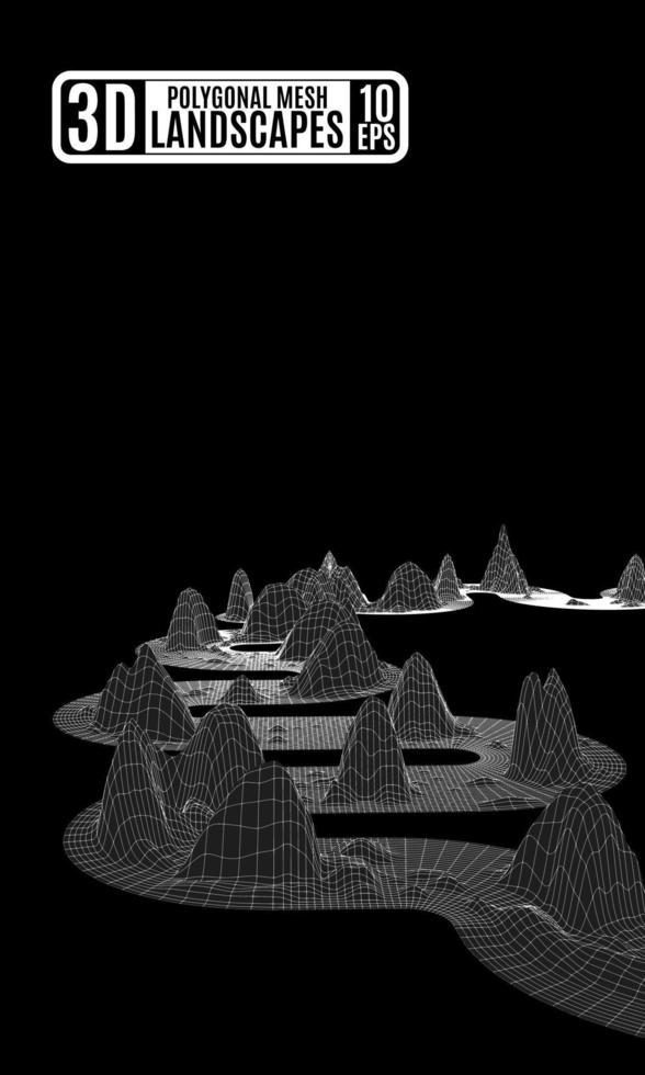 black and white abstraction with polygonal mountains vector