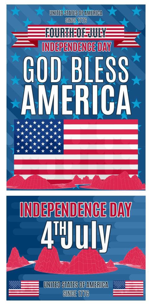 A selection of posters on the seal of Independence Day America. on holiday stock vector image