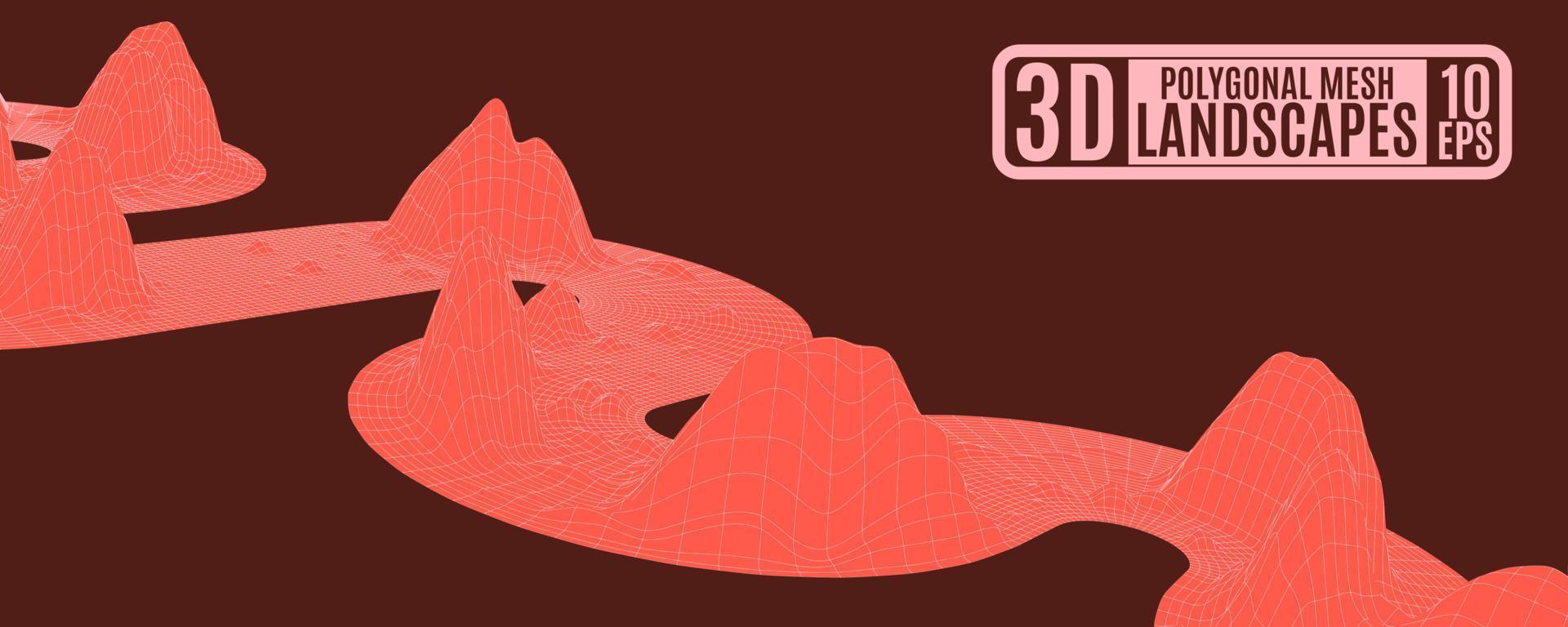 bright red abstraction with a mountain landscape snake vector