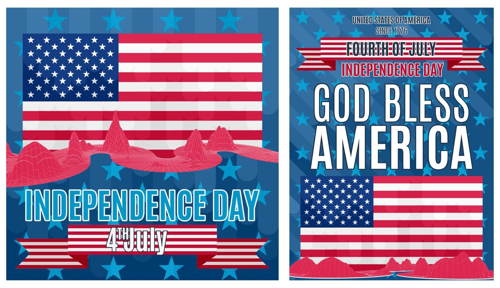 dos carteles interesantes sobre el día de la independencia de Estados Unidos. imagen vectorial de stock vector