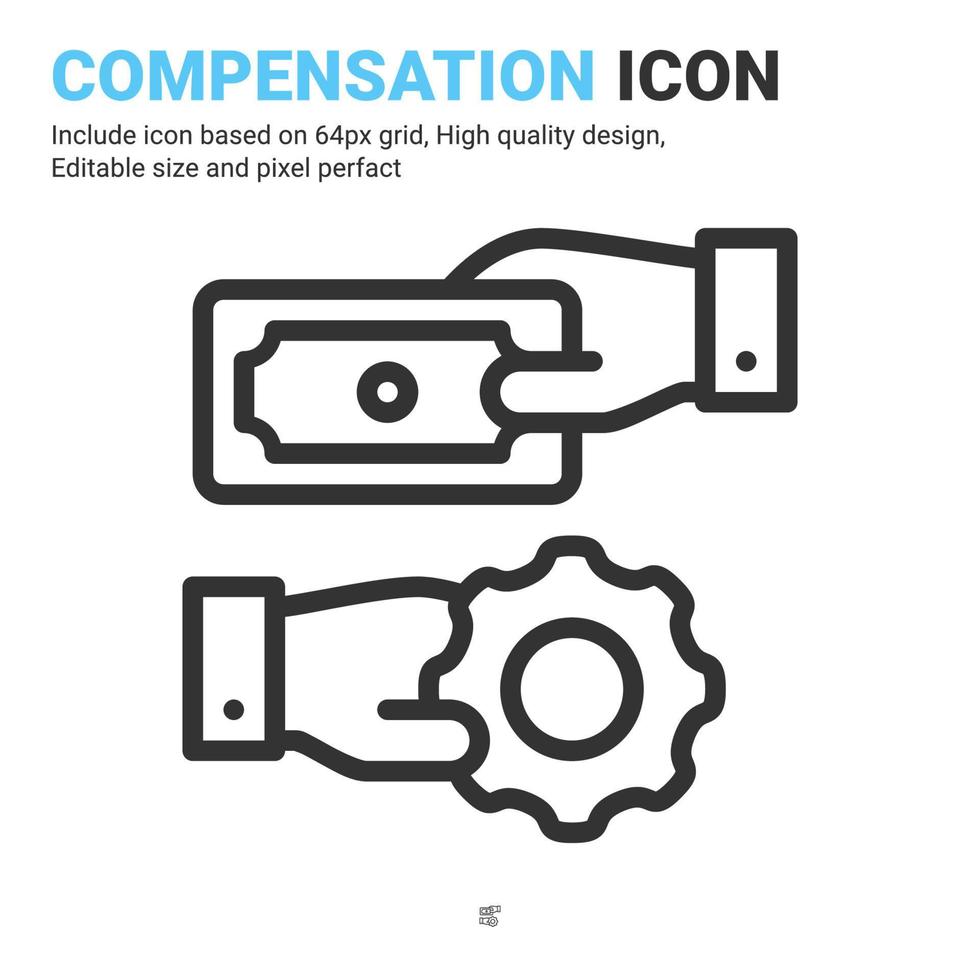 vector de icono de compensación con estilo de contorno aislado sobre fondo blanco. ilustración vectorial concepto de icono de símbolo de signo de retribución para negocios, finanzas, industria, empresa, aplicaciones, web y proyecto